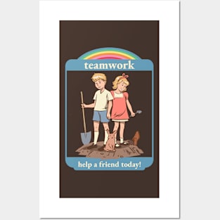 Nostalgia Dark Humor, Funny Teamwork Help a Friend, Strange Posters and Art